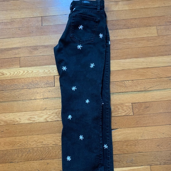 Hand Embroidered Black Straight Fit Jeans - Picture 2 of 6